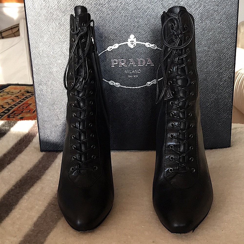 PRADA heeled fashionista ankle boots gorgeous and like new! Comes with Prada box